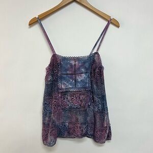 Urban Outfitters Ecote Crochet Knit Tie-Dye Tank Top Blue Purple XS